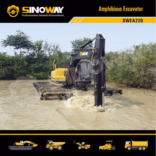 Mini-hydraulischer Feuchtgebiet-Amphibien-Buggy-Raupenbagger zu verkaufen Fluss-Schwimmbagger 30-Tonnen-Sandbaggerbagger mit Ponton für Sumpfsumpf und Wasser